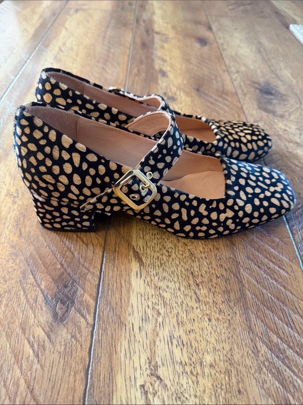 Poppy Barley Calf Hair Mary Jane Heels Animal Print 10 - Picture 5 of 15